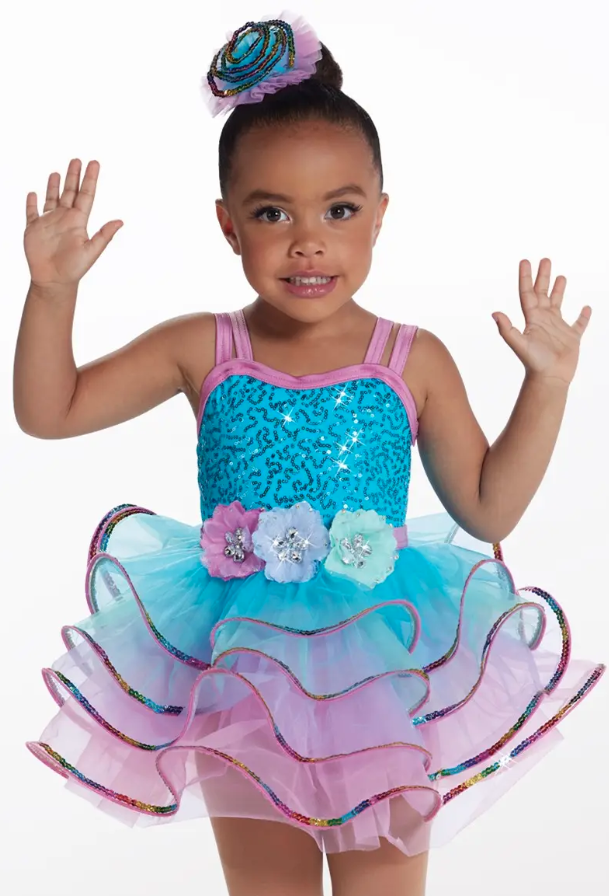 Pre-Owned Costume NEW Weissman  15678 XS Child Colorful Tutu Ballet Tap Sequin