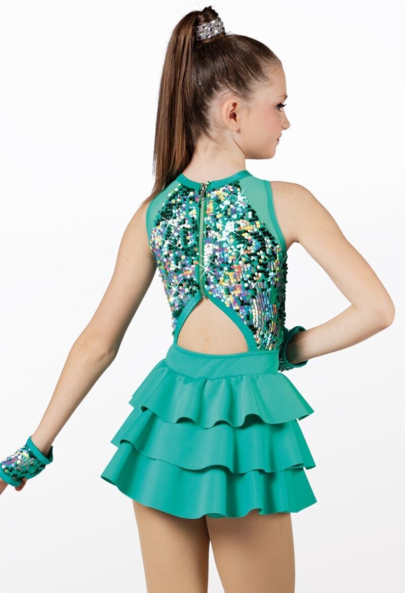 Pre-Owned Costume Weissman  13138 XL Child Green Dress Jazz Tap Sequins