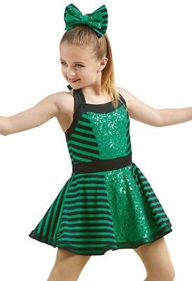 Pre-Owned Costume Weissman  11087 XL Child Green  Jazz Sequins