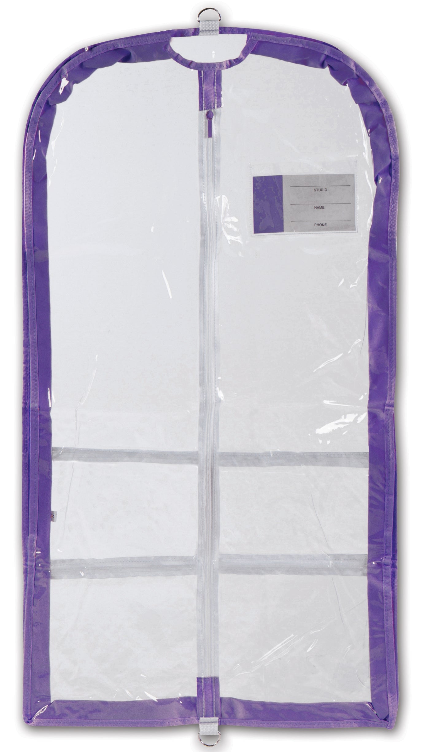 New Garment Bag Danz N Motion Clear with colorful Gusset and Pockets