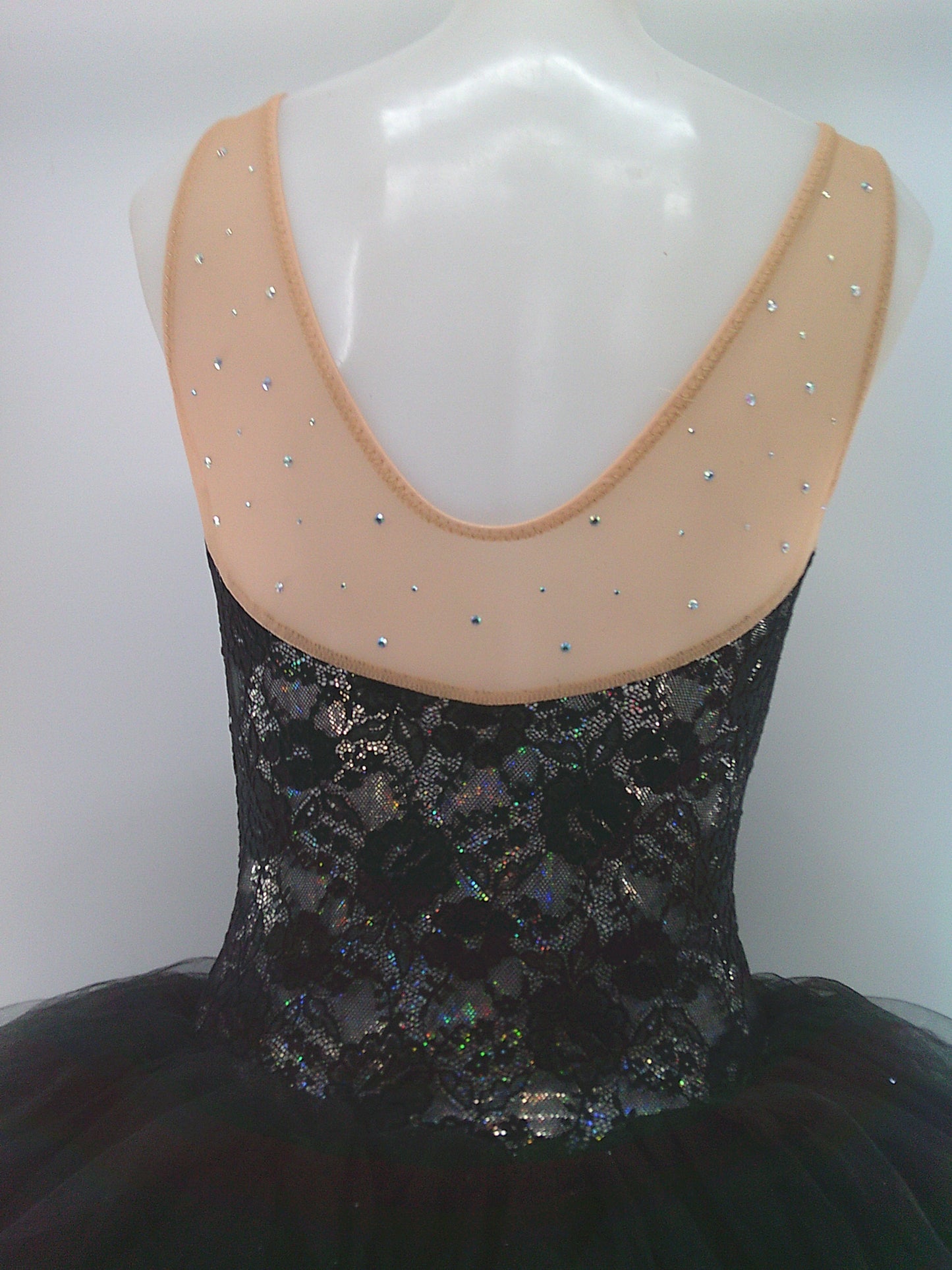 Pre-Owned Costume Curtain Call C240 Medium Adult Black Lace Ballet Rhinestones