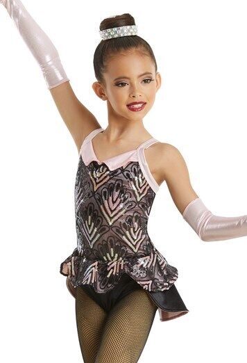 Pre-Owned Costume Weissman 11371 Large Child 12-14 Pink Peplum Jazz Tap Musical Sequin