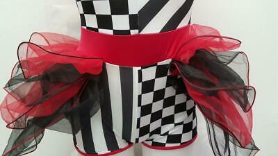 Pre-Owned Costume Medium Adult Red Curtain Call E1788 Jazz Tap Acro Musical Theater Checkerboard Stripes Biketard