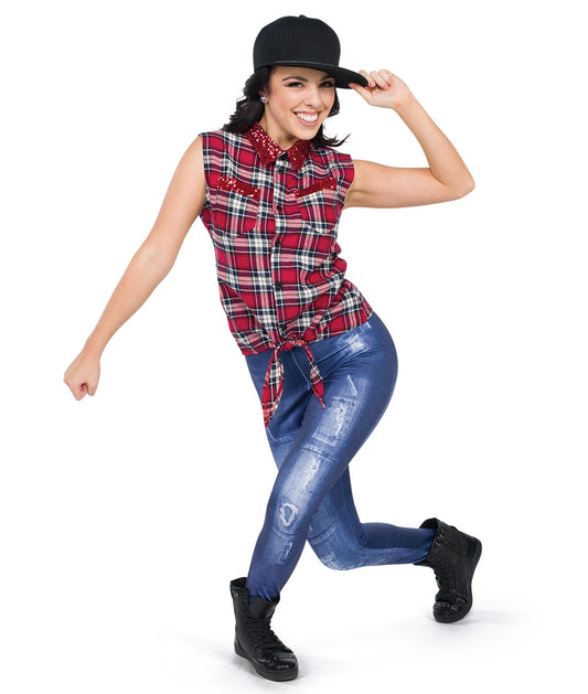 Pre-Owned Costume  A Wish Come True  V2292Y Medium Adult Red Top and Leggings Hip Hop Sequin