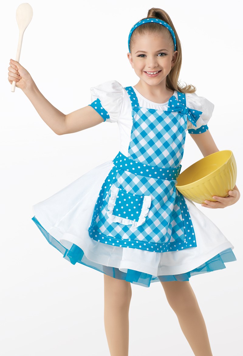 Pre-Owned Costume Weissman  10667 Medium Child Turquoise Dress Jazz  Baker Maid Elf