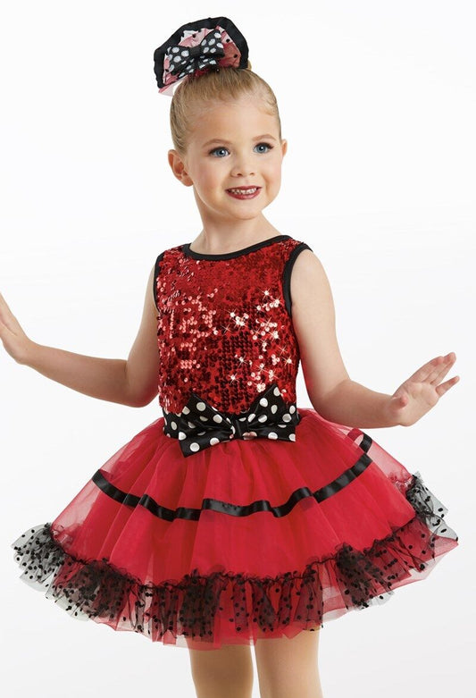 Pre-Owned Costume Weissman  11262 Medium Child Red Tutu Dress Jazz Tap Pageant Sequin