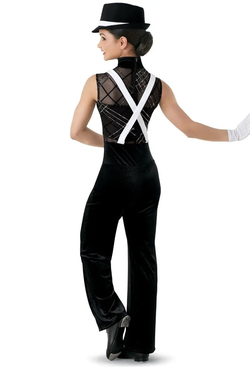 Pre-Owned Costume Weissman  10352 Small Adult Black Suspenders Jazz Sequin 1