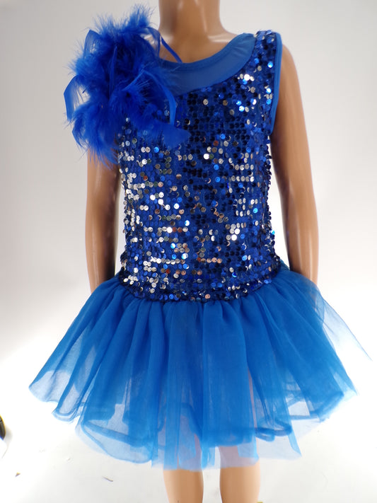 Pre-Owned Costume Wish Come True  D8409 Medium Child Blue  Jazz Sequins
