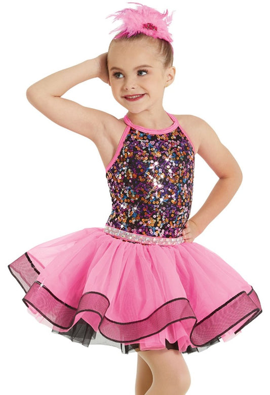 Pre-Owned Costume Weissman  12029 Small Child Pink Tutu Jazz Pageant Sequins