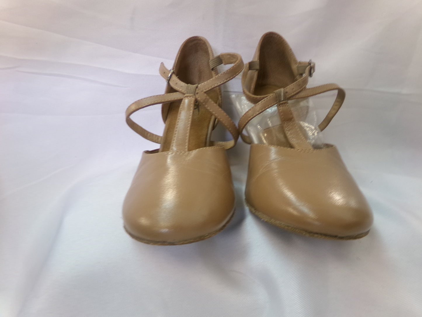 Pre-Owned Ballroom Shoes So Danca SD153 Leather 3" Heel Cross and T-Strap