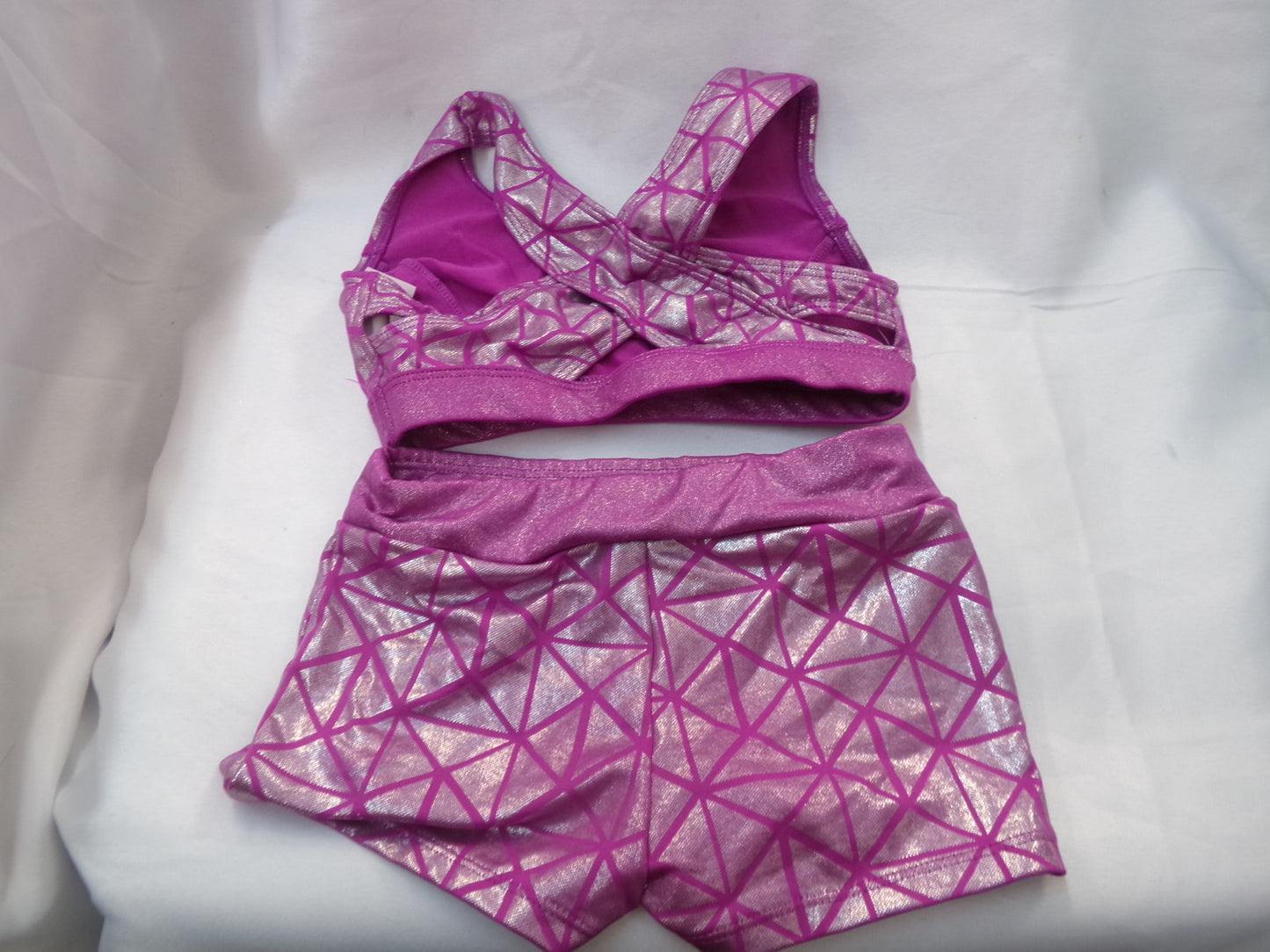 Pre-Owned Short And Top Set More Than Magic X-Small Child 4/5 Purple Silver Pattern