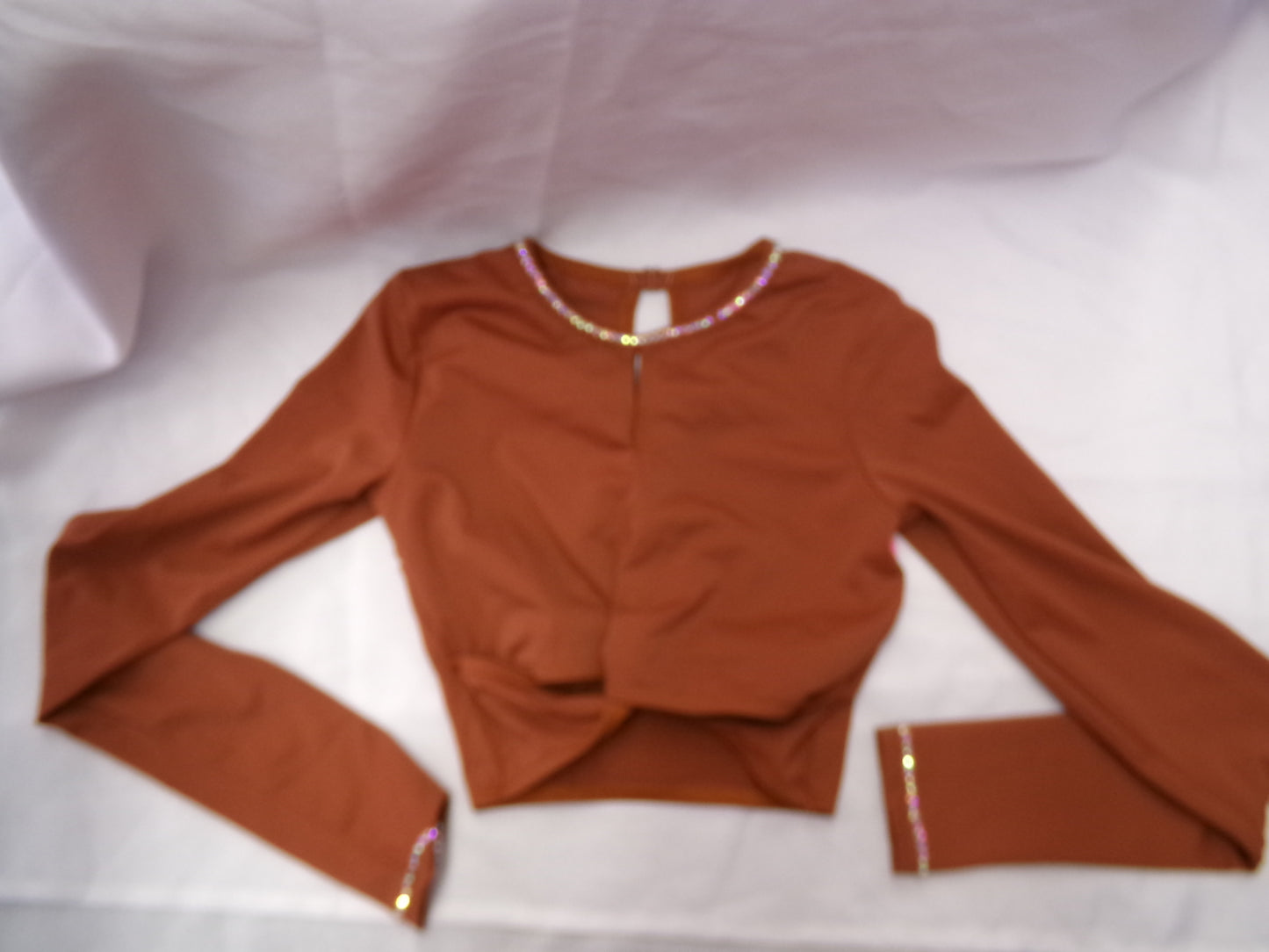 Pre-Owned Crop Top Balera MJ13068 Large Child Burnt Orange Contemporary