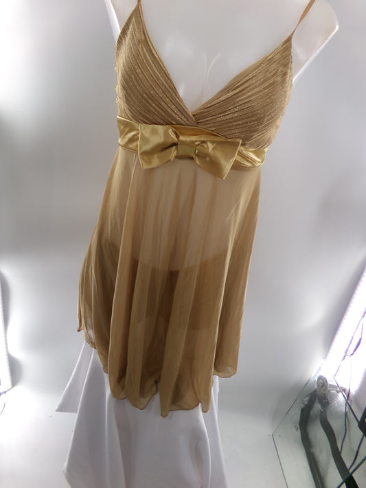 Pre-Owned Costume Top Medium Adult Gold Dress/Shorts Tag1080 Style 11860 Jazz Lyrical