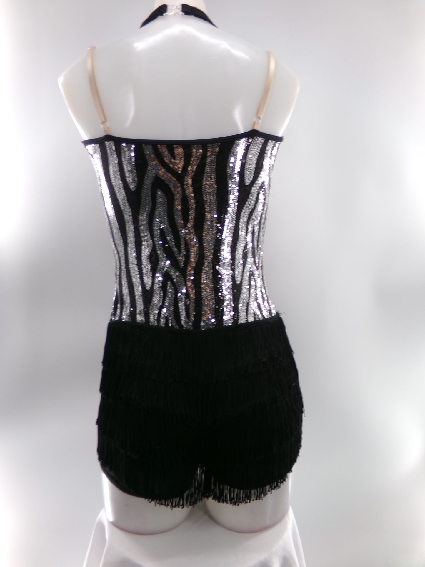 Pre-Owned Costume Small Adult Black Weissman 6434 Jazz Tap Clogging Musical Theater Zebra Stripes