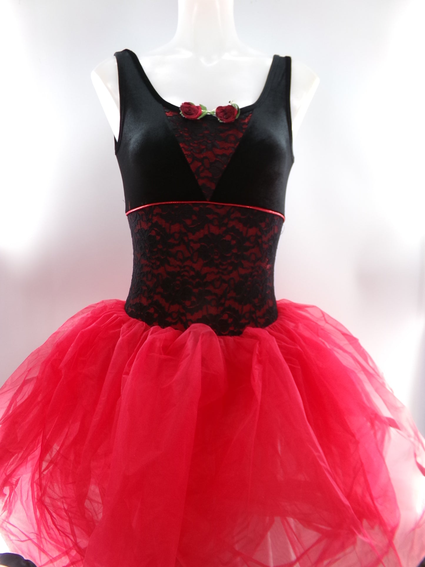 Pre-Owned Costume Medium Adult Red Curtain Call E2302 Ballet Pointe YAGP Lace Tutu Floral