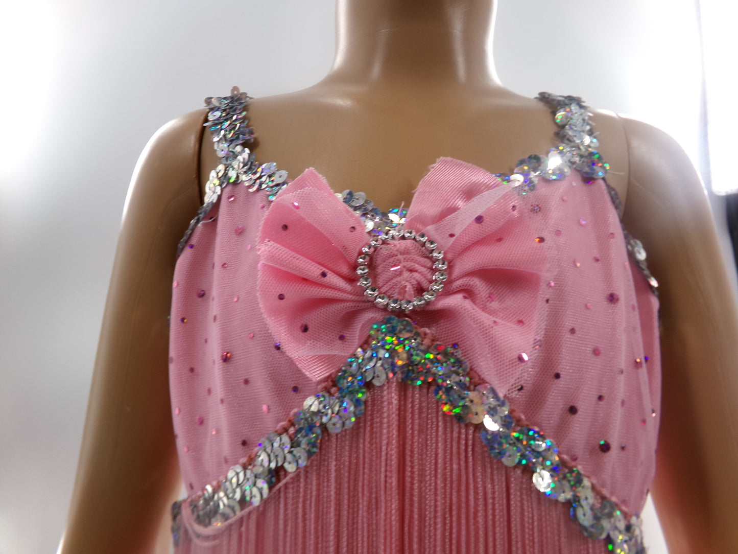 Pre-Owned Costume Medium Child Pink Curtain Call E2770 Tap Jazz Musical Theater Dress Up Sequin Fringe