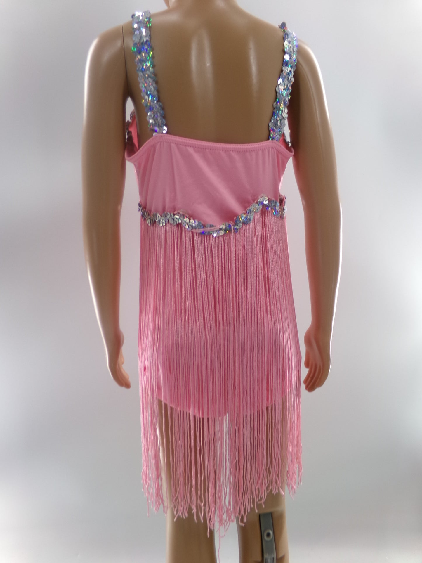 Pre-Owned Costume Medium Child Pink Curtain Call E2770 Tap Jazz Musical Theater Dress Up Sequin Fringe