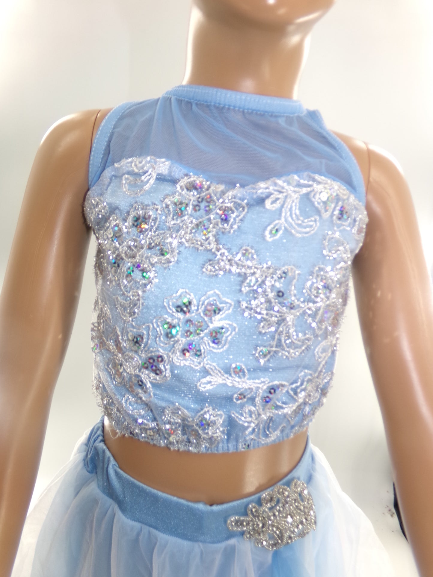 Pre-Owned Costume Medium Child Blue Costume Gallery 17229 Lyrical Ballet Contemporary 2 pc Sequin Flowy