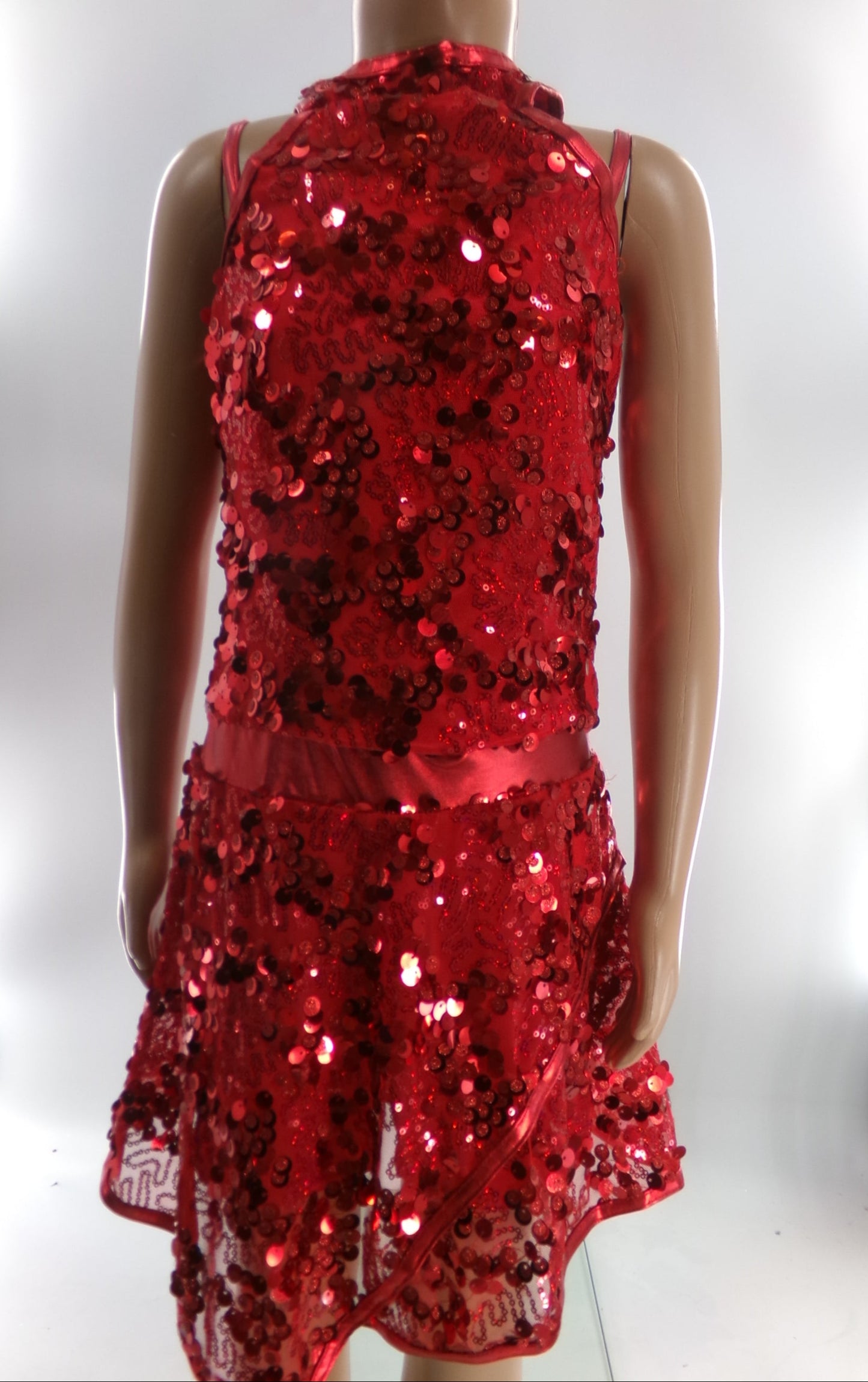 Pre-Owned Costume Small Adult Red Unknown Jazz Tap Clogging Musical Theater Sequins Dress