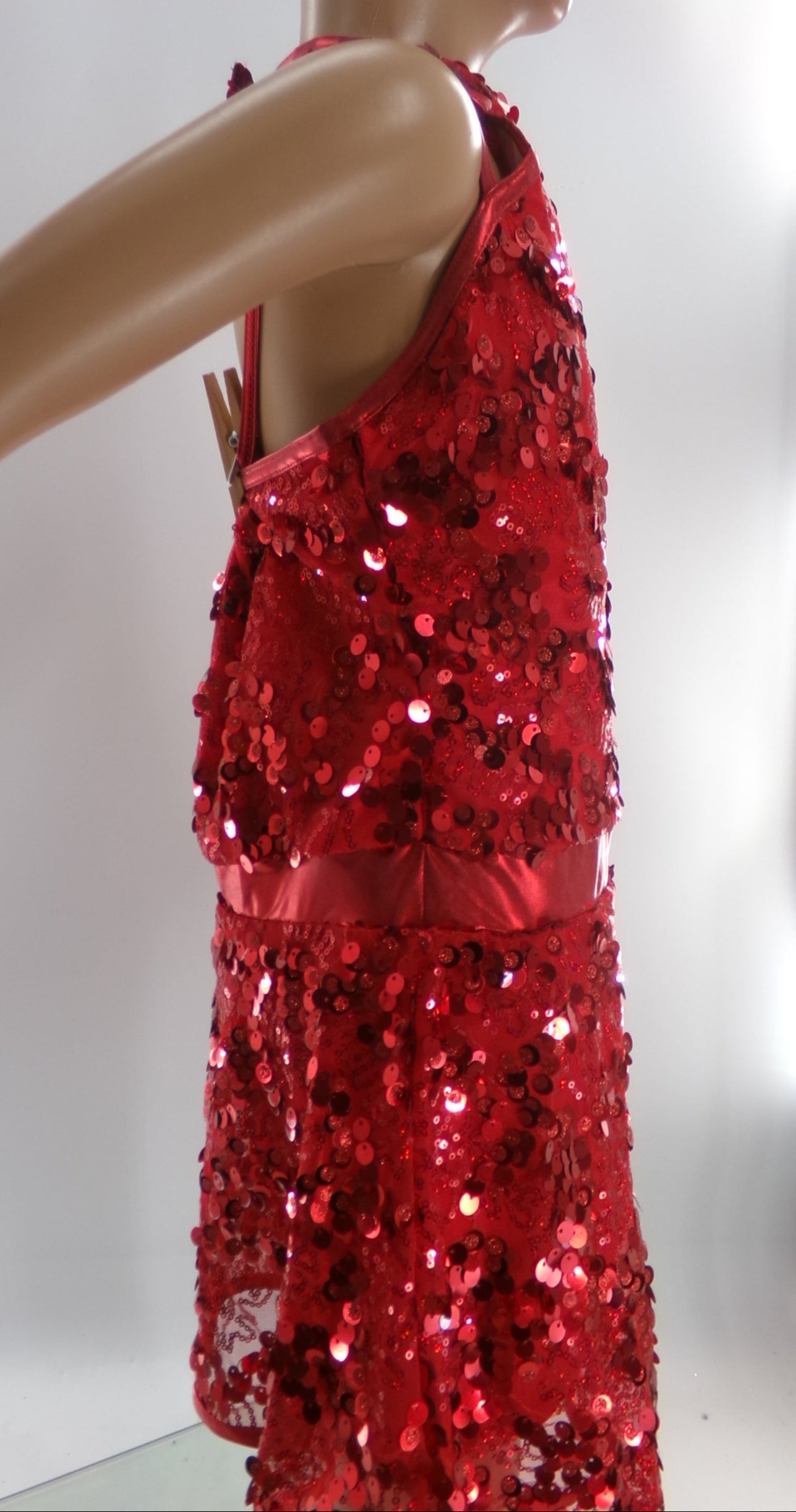 Pre-Owned Costume Small Adult Red Unknown Jazz Tap Clogging Musical Theater Sequins Dress