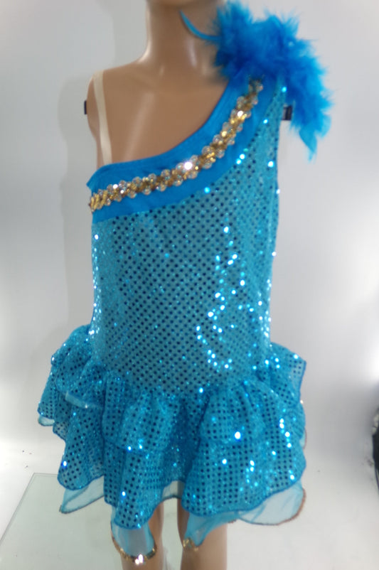 Pre-Owned Costume Dance Galaxy Medium Child Turquoise Vintage Jazz Tap Musical Theater
