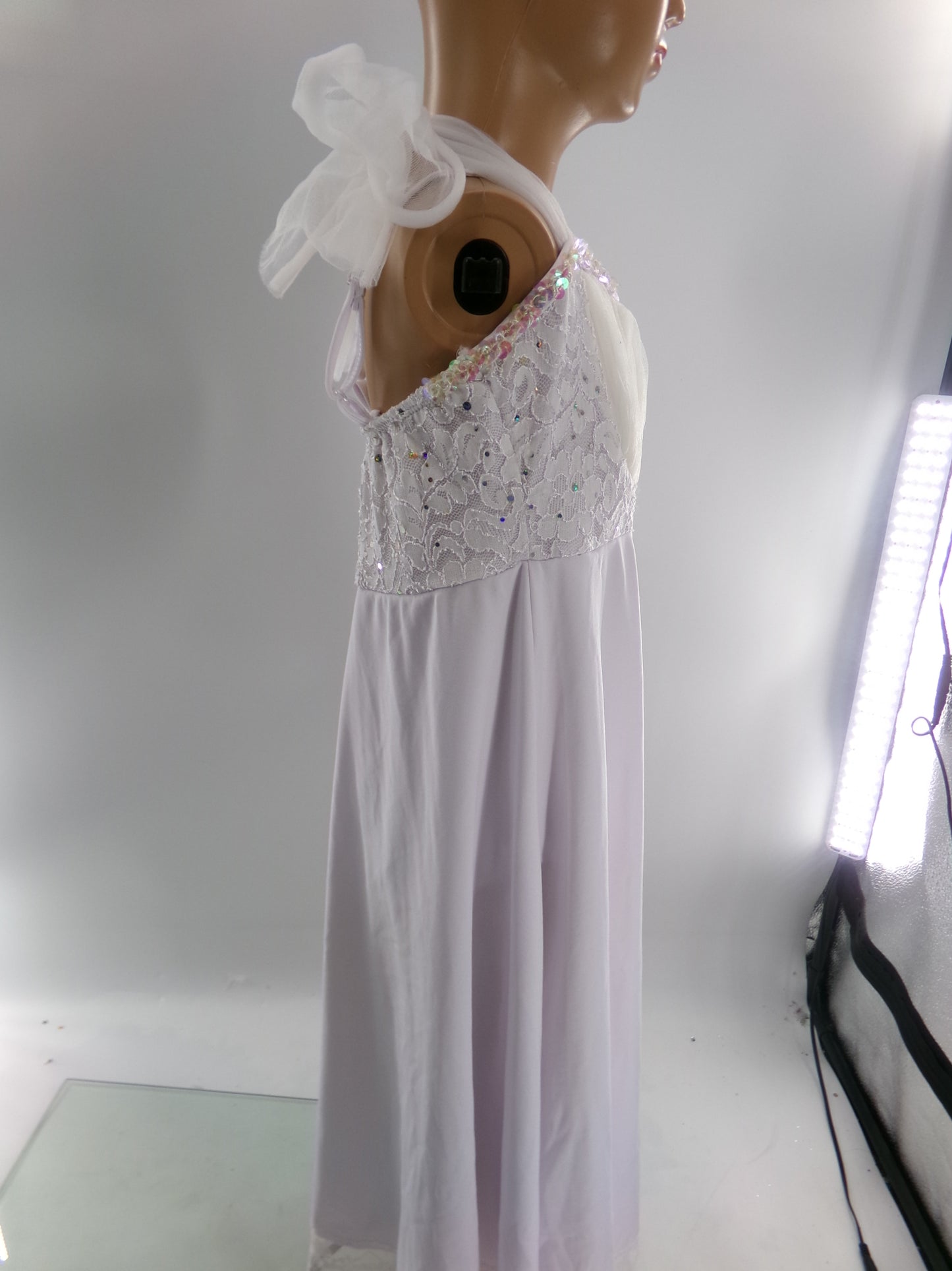 Pre-Owned Costume Large Child White Libert's 1208 Lyrical Contemporary Ballet Lace Tulle Dress