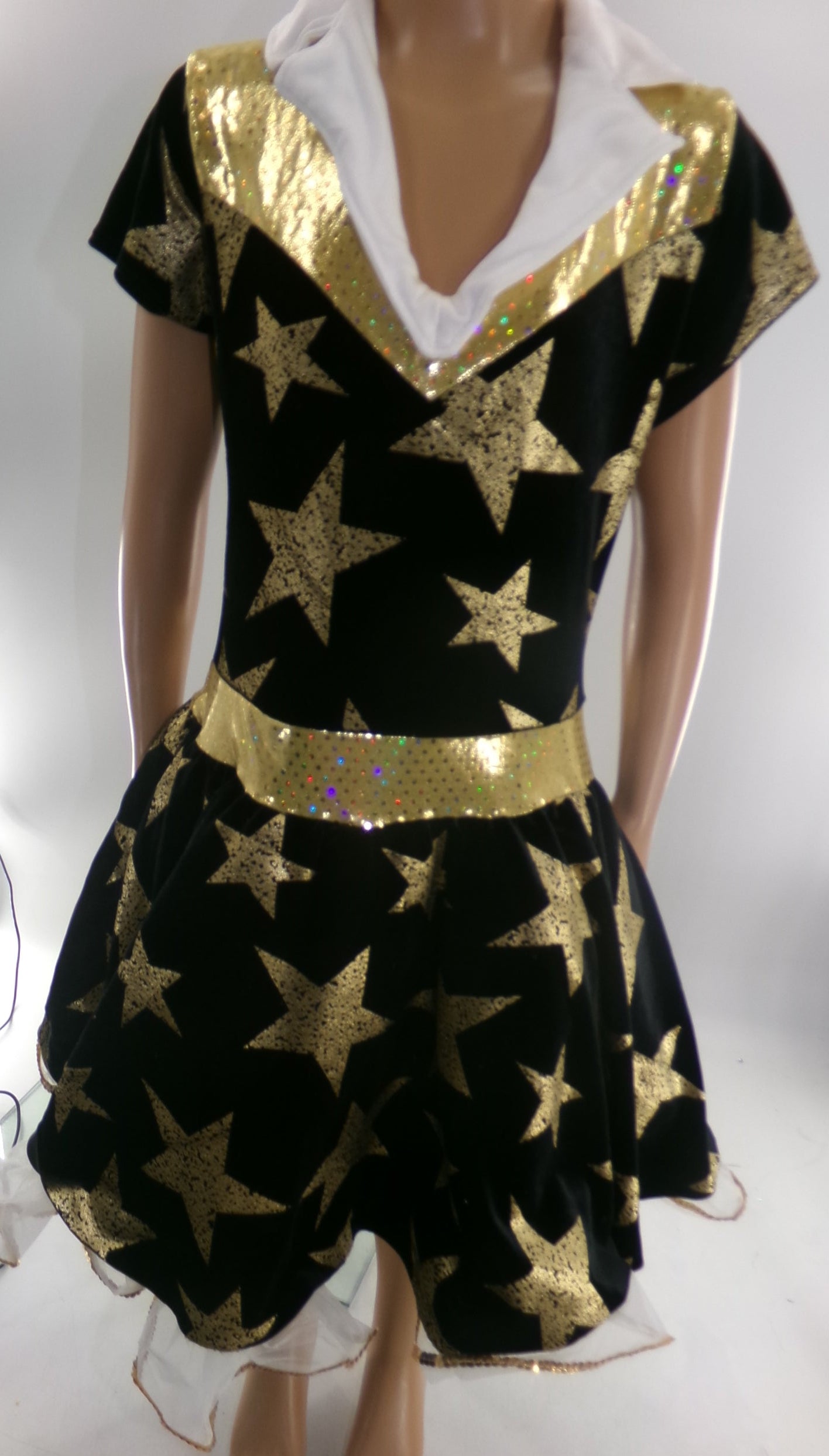 Pre-Owned Costume Large Child Gold A Wish Come True Tap Jazz Clogging Musical Theater Stars Dress Western