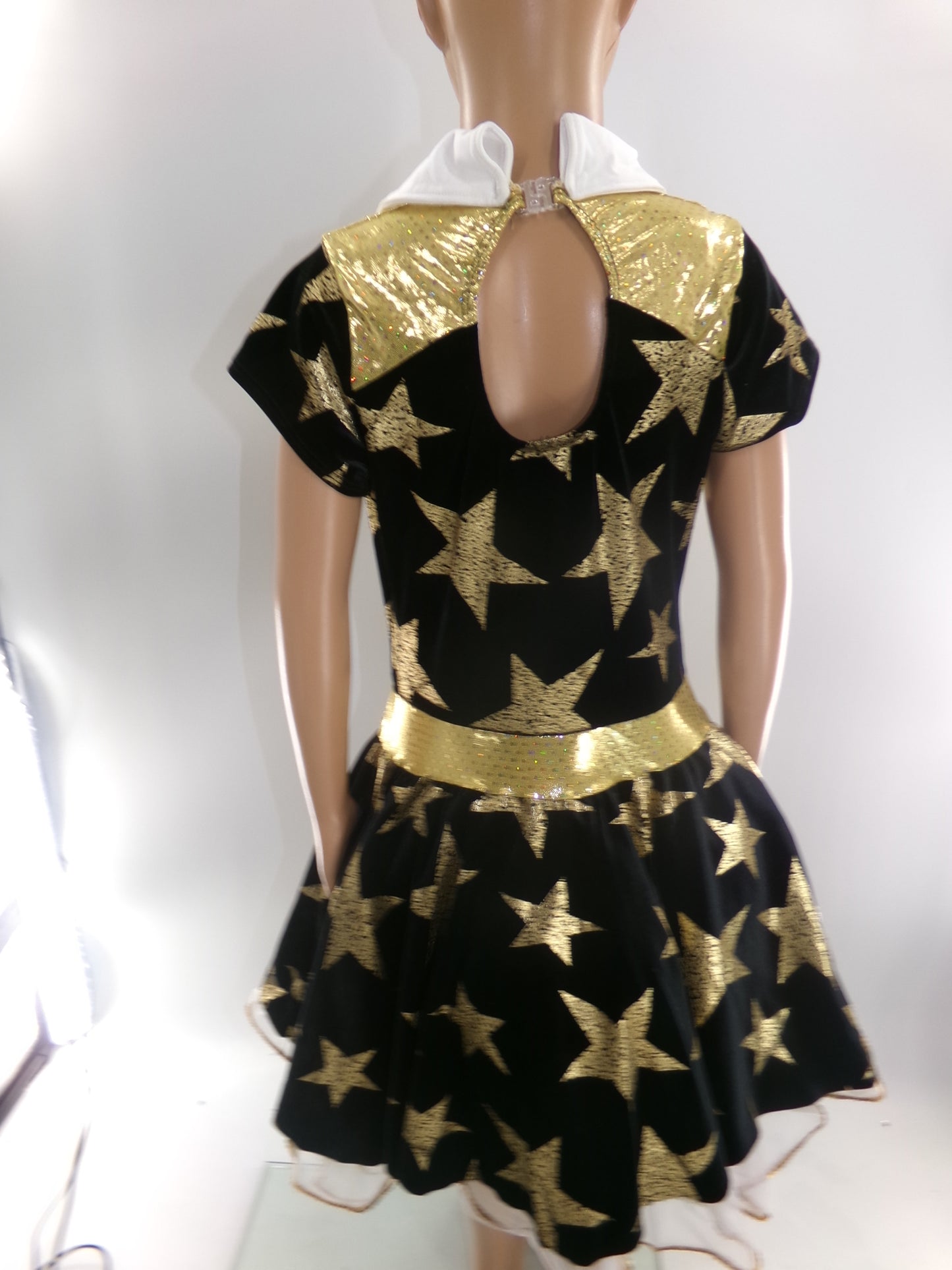 Pre-Owned Costume Large Child Gold A Wish Come True Tap Jazz Clogging Musical Theater Stars Dress Western