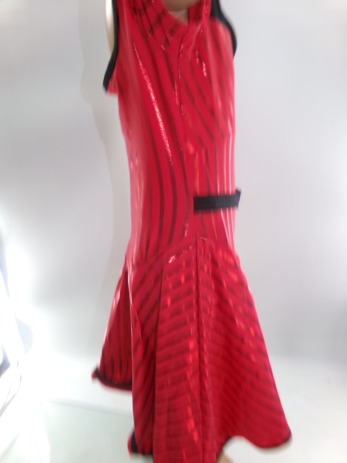 Pre-Owned Costume Medium Child Red Curtain Call J4015 Tap Jazz Clogging Musical Theater Stripes Dress