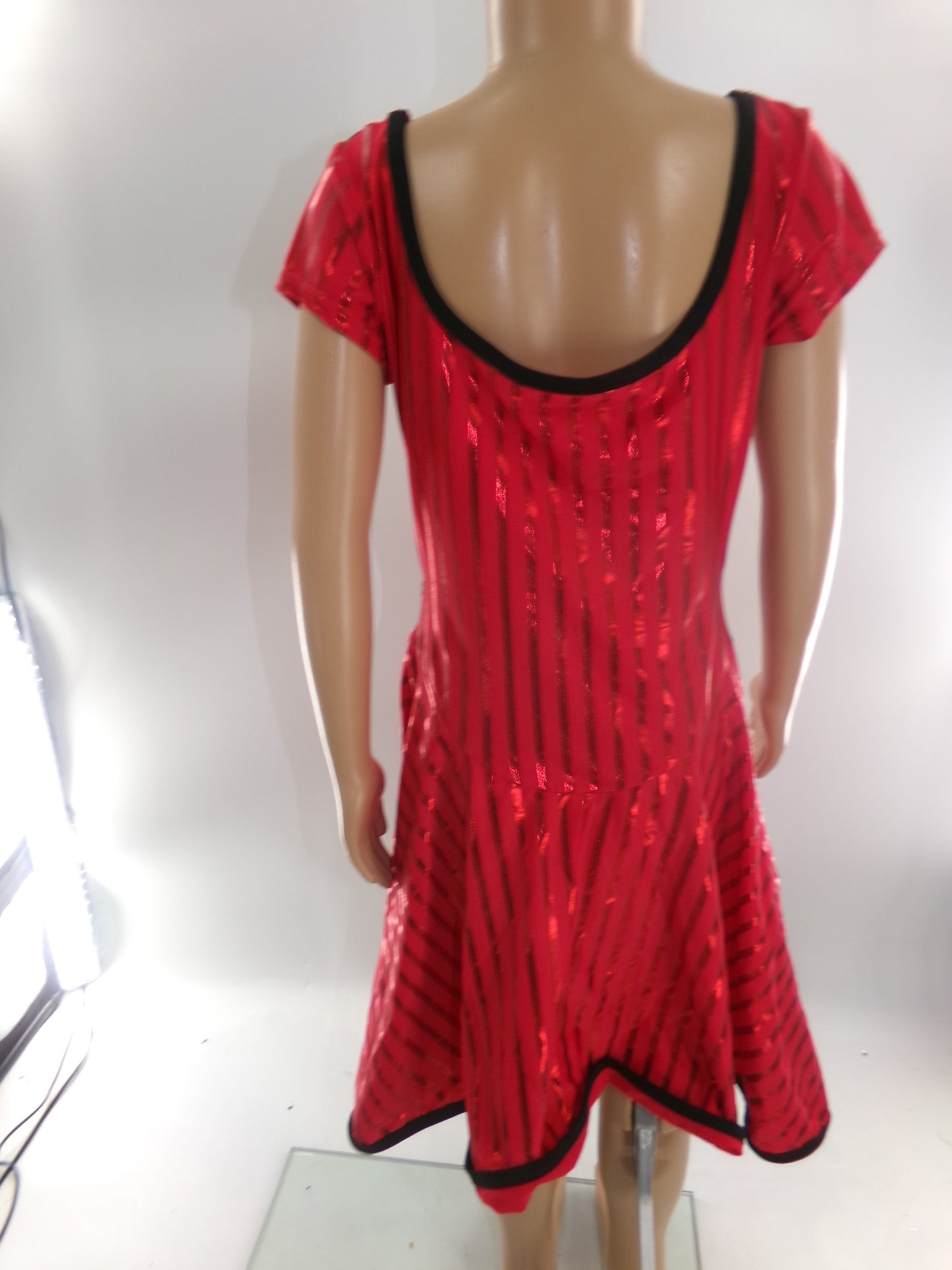 Pre-Owned Costume Medium Child Red Curtain Call J4015 Tap Jazz Clogging Musical Theater Stripes Dress