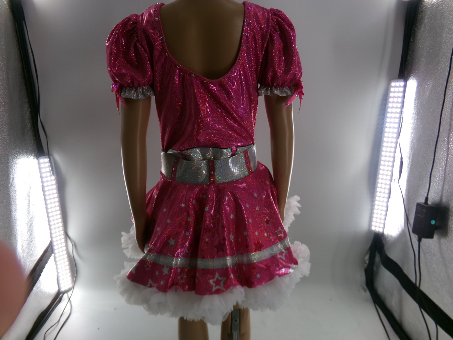 Pre-Owned Costume Large Child Pink Dance Inked Jazz Clogging Musical Theater Cowgirl Stars Dress Rhinestone