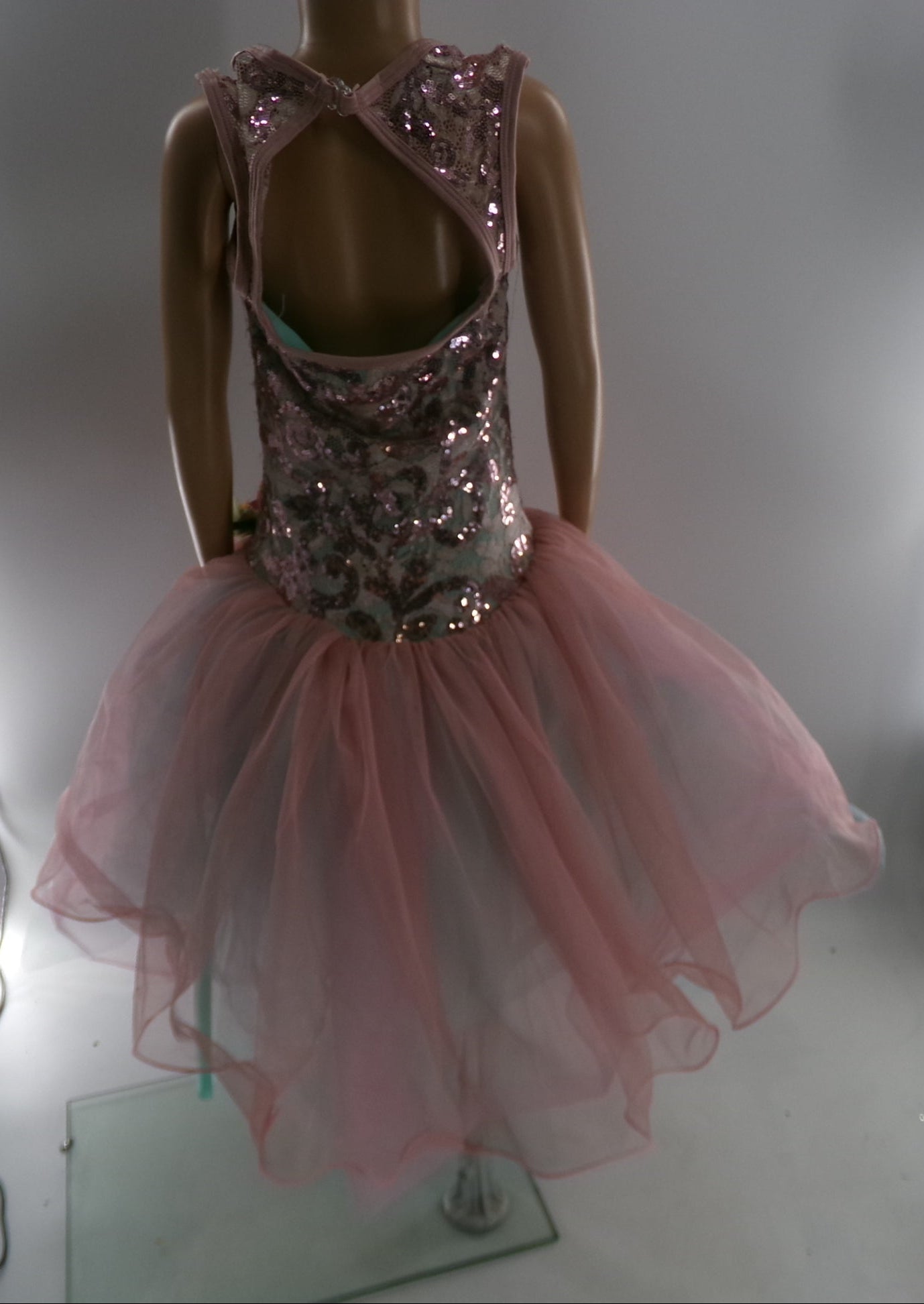 Pre-Owned Costume Medium Child Pink Curtain Call C382 Ballet Pointe YAGP Sequin Tutu Floral
