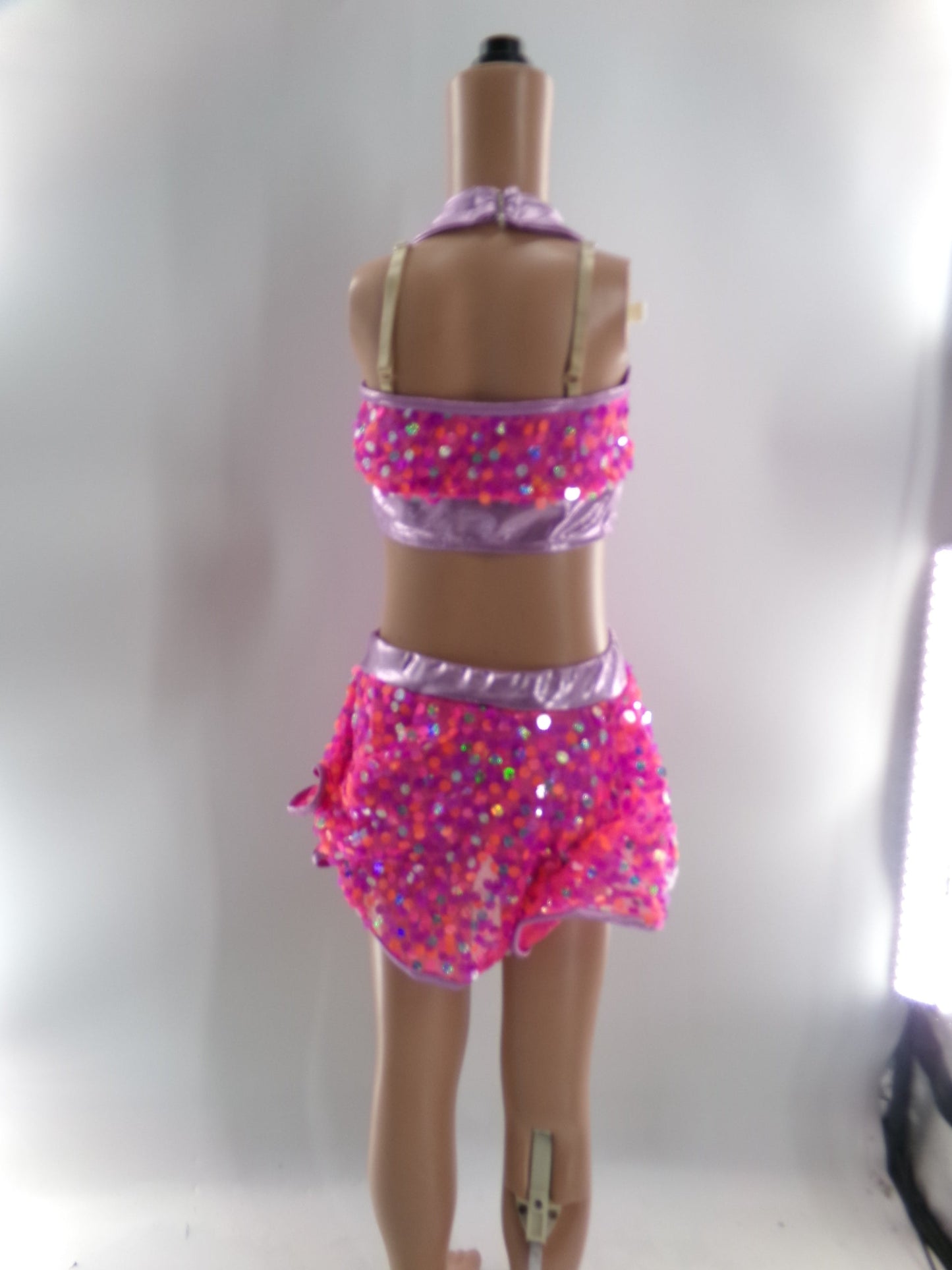 Pre-Owned Costume Large Child Purple Unknown Jazz Tap Clogging Musical Theater Back Skirt Bows Sequin