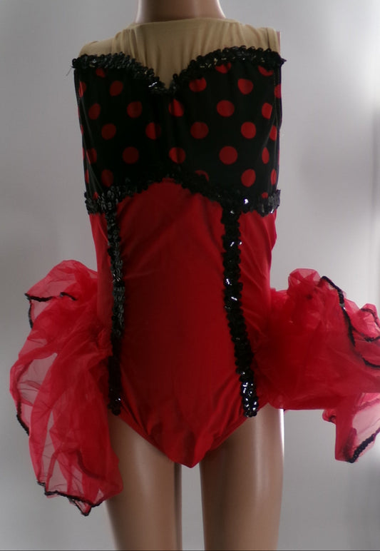 Pre-Owned Costume Large Child Red Weissman 4222 Tap Jazz Clogging Musical Theater Polka Dots Sequin Dress