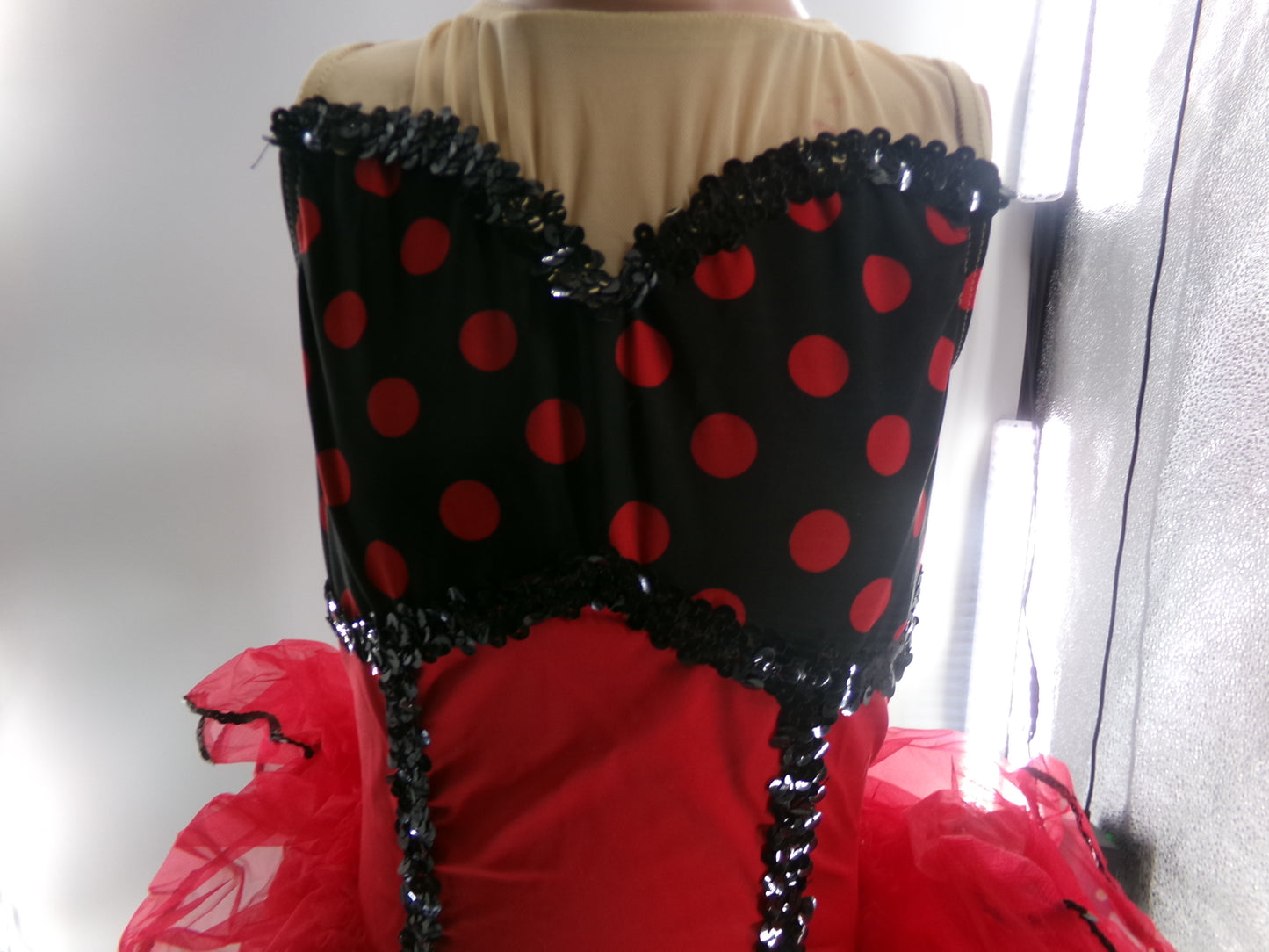 Pre-Owned Costume Large Child Red Weissman 4222 Tap Jazz Clogging Musical Theater Polka Dots Sequin Dress