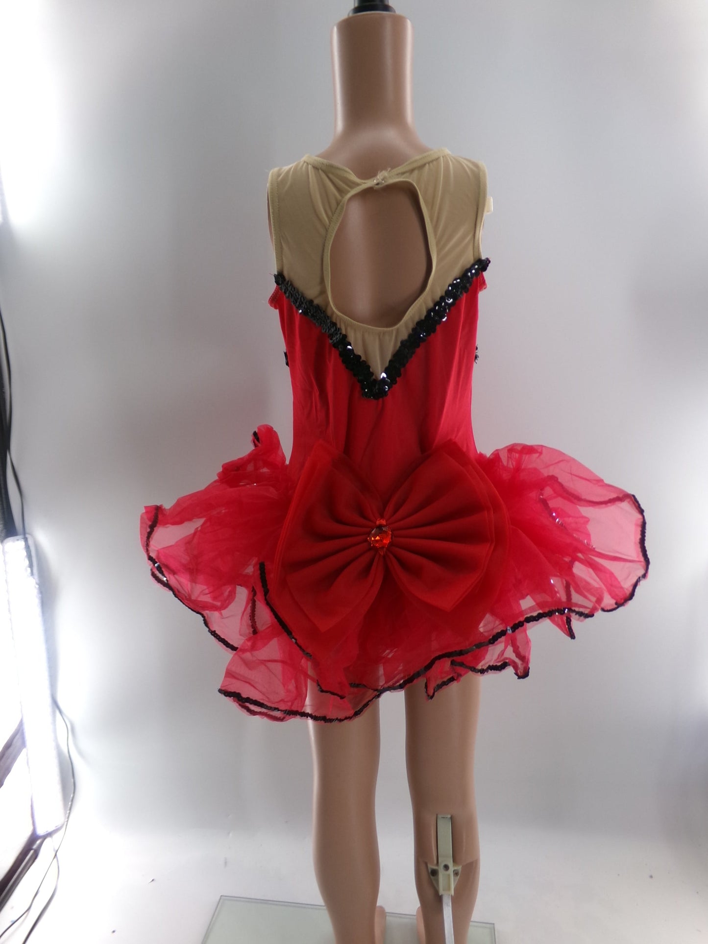 Pre-Owned Costume Large Child Red Weissman 4222 Tap Jazz Clogging Musical Theater Polka Dots Sequin Dress