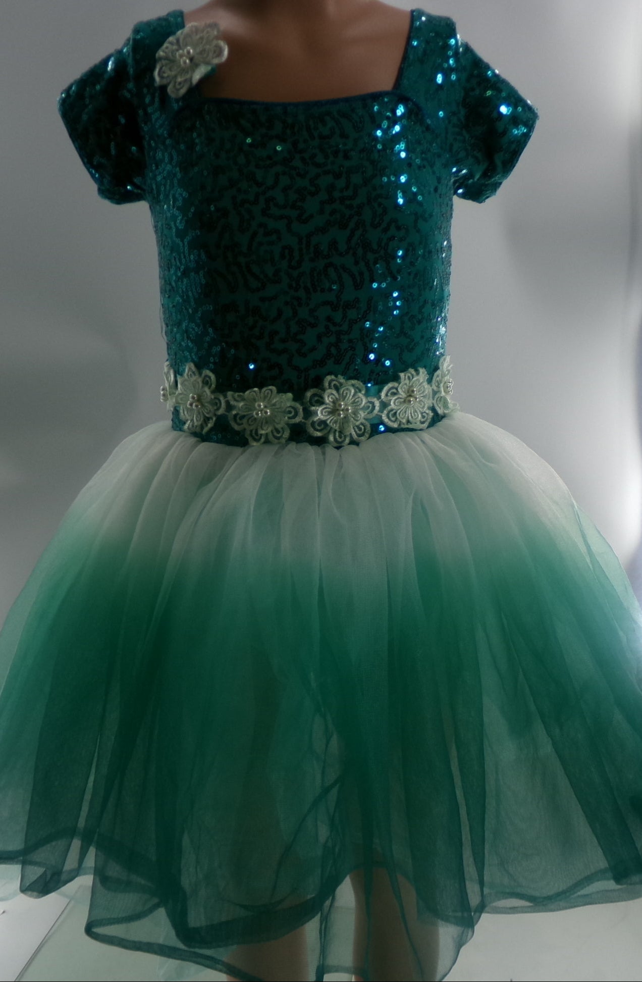 Pre-Owned Costume Small Child Green Curtain Call E1962 Ballet Tap Pageant Tutu Sequin Ombre