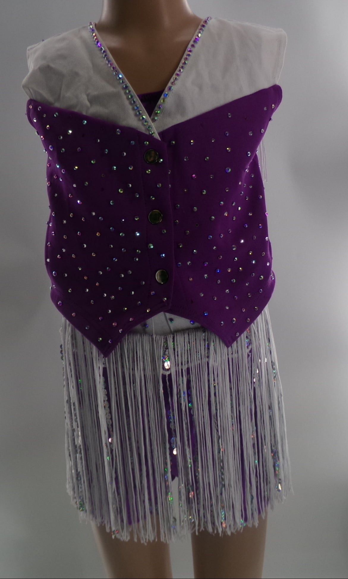 Pre-Owned Costume Large Child Purple Weissman 17451 Tap Jazz Clogging Western 2 pc Fringe Sequin
