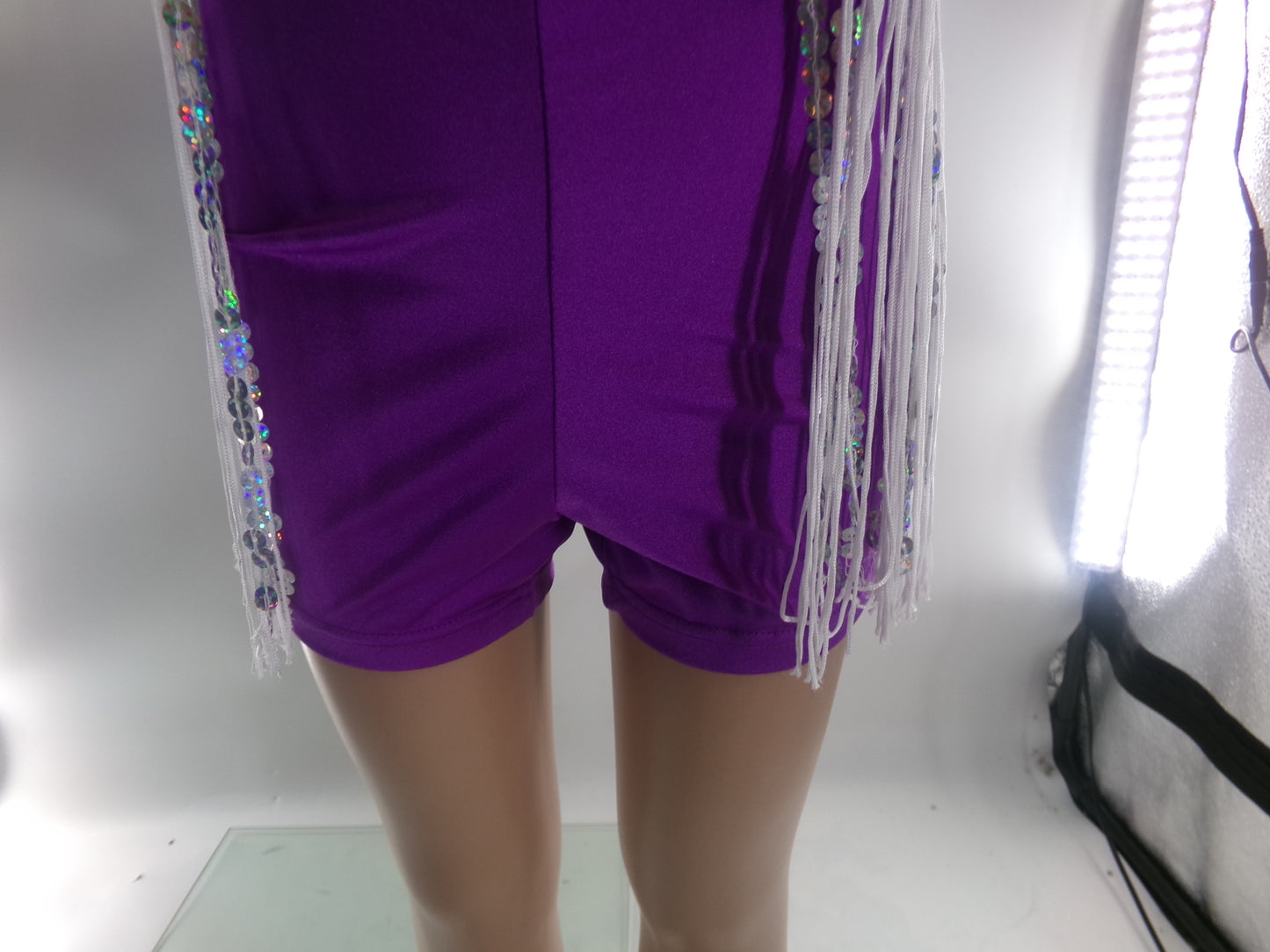 Pre-Owned Costume Large Child Purple Weissman 17451 Tap Jazz Clogging Western 2 pc Fringe Sequin