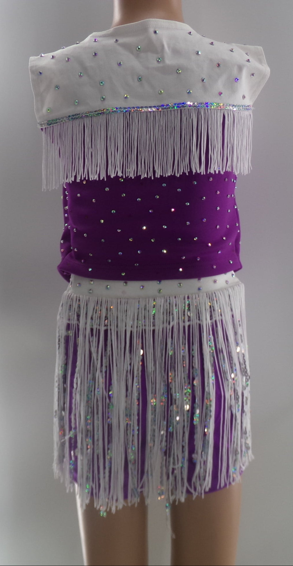 Pre-Owned Costume Large Child Purple Weissman 17451 Tap Jazz Clogging Western 2 pc Fringe Sequin