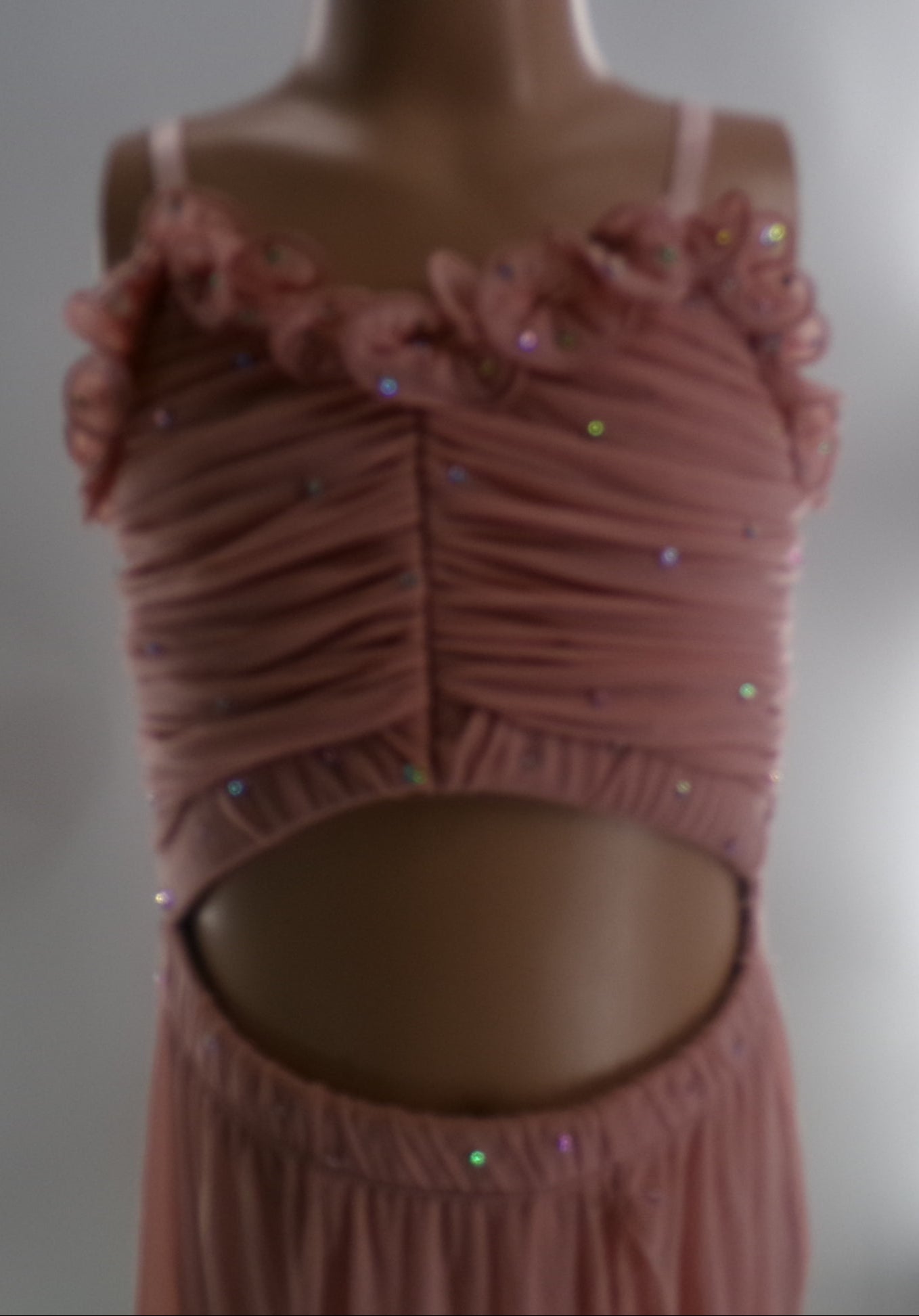 Pre-Owned Costume Medium Child Pink 10th House TH24199 Lyrical Contemporary Ballet Rhinestones Ruffle Dress