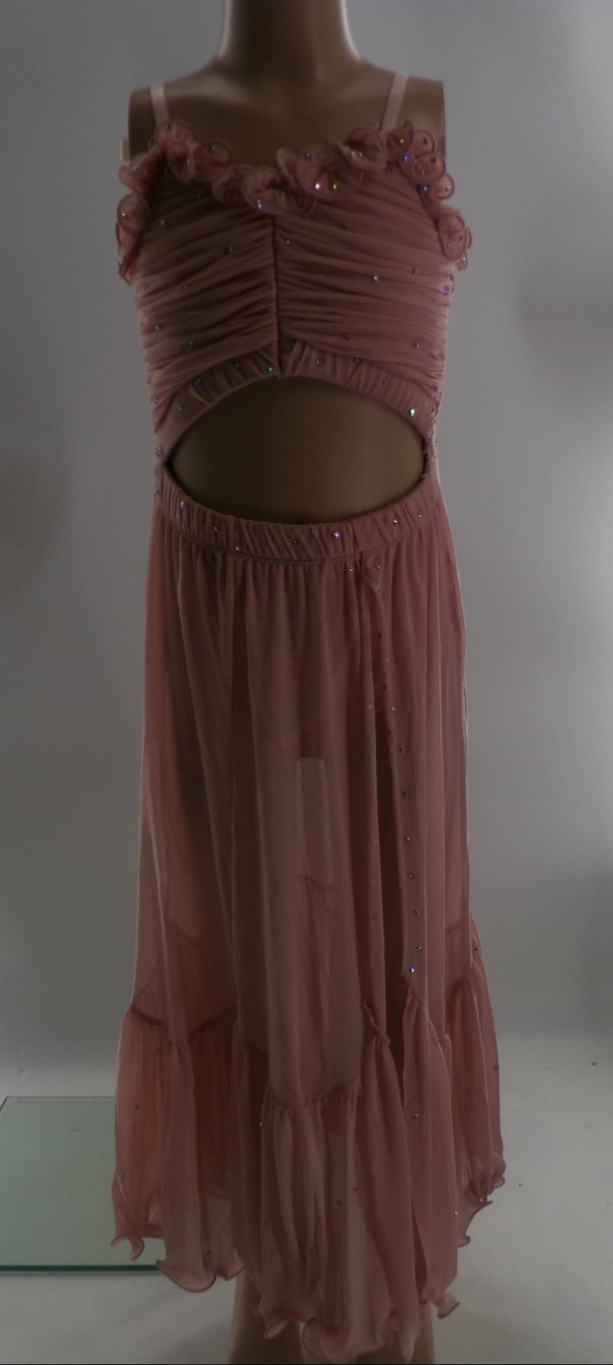Pre-Owned Costume Medium Child Pink 10th House TH24199 Lyrical Contemporary Ballet Rhinestones Ruffle Dress
