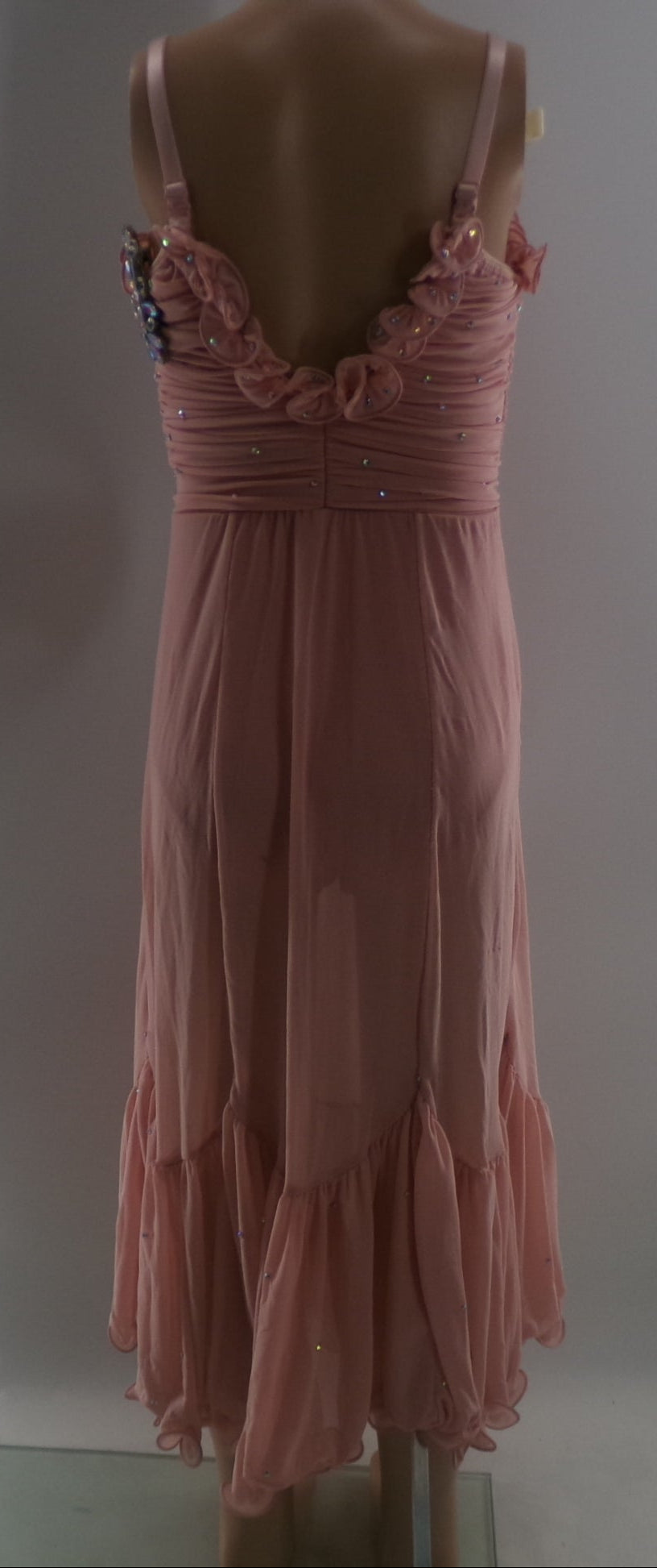 Pre-Owned Costume Medium Child Pink 10th House TH24199 Lyrical Contemporary Ballet Rhinestones Ruffle Dress