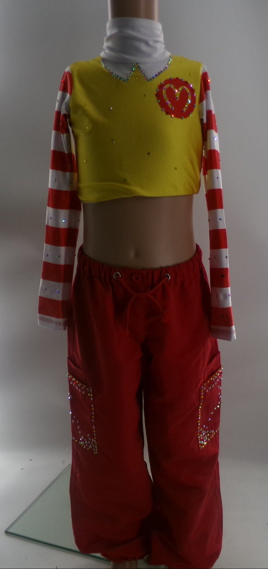 Pre-Owned Costume Small Child/Large Child Red Yellow Mcdonalds Hip Hop Jazz Tap Clogging