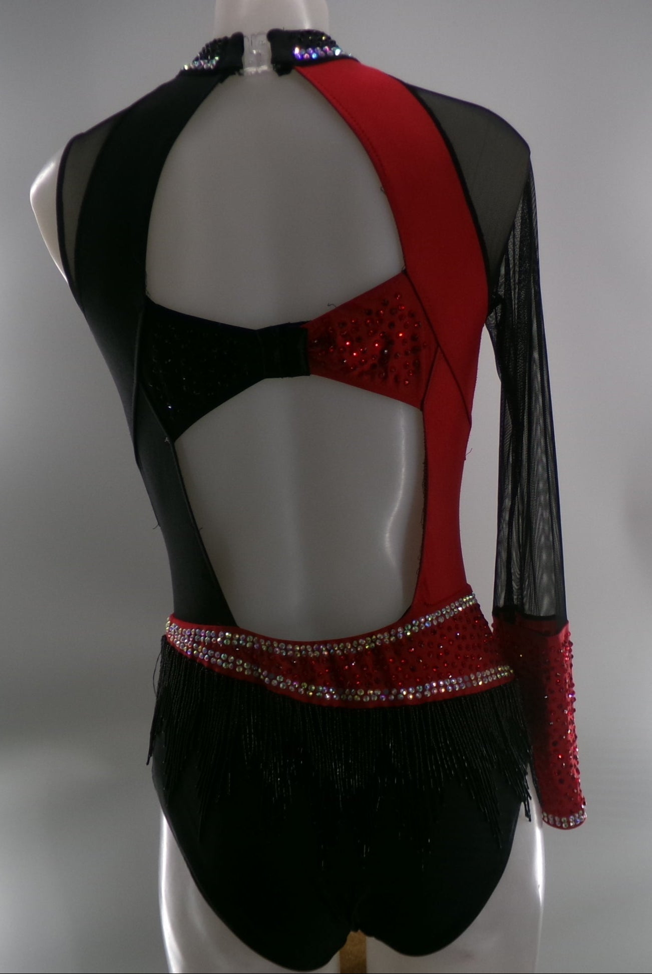 Pre-Owned Costume Small Adult Red Glamour Jazz Tap Musical Theater Beads Rhinestones Fringe