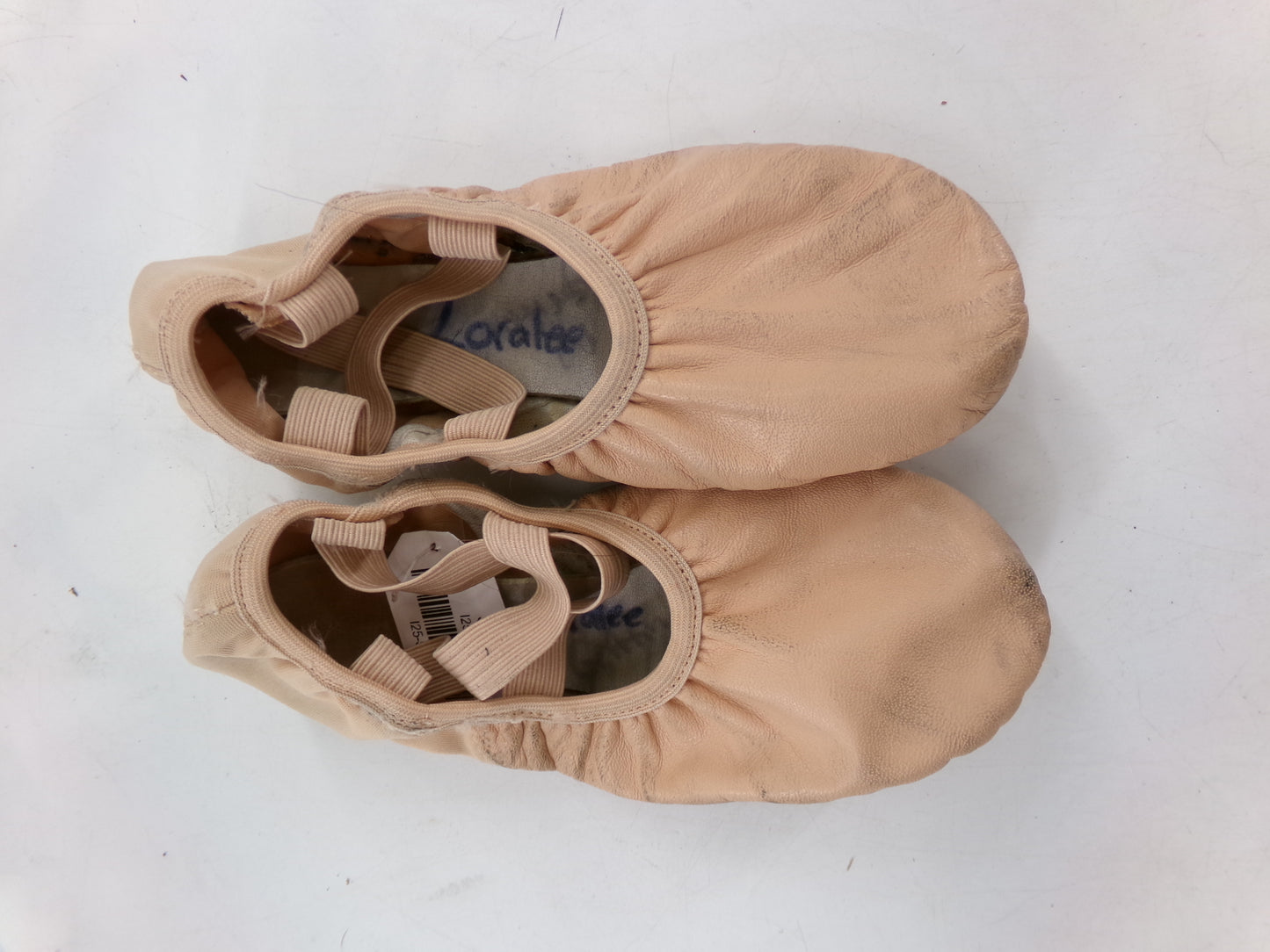 Pre-Owned Ballet Shoes DanzNMotion 397 Child 2M Leather Stretch Cross Strap Split Sole