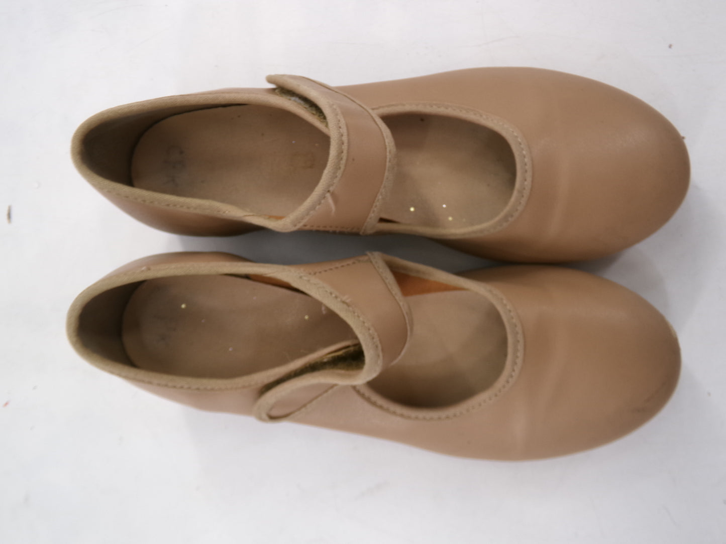 Pre-Owned Tan Tap Shoes SoDanca Child 13.5M Mary Jane Leather Loop Strap