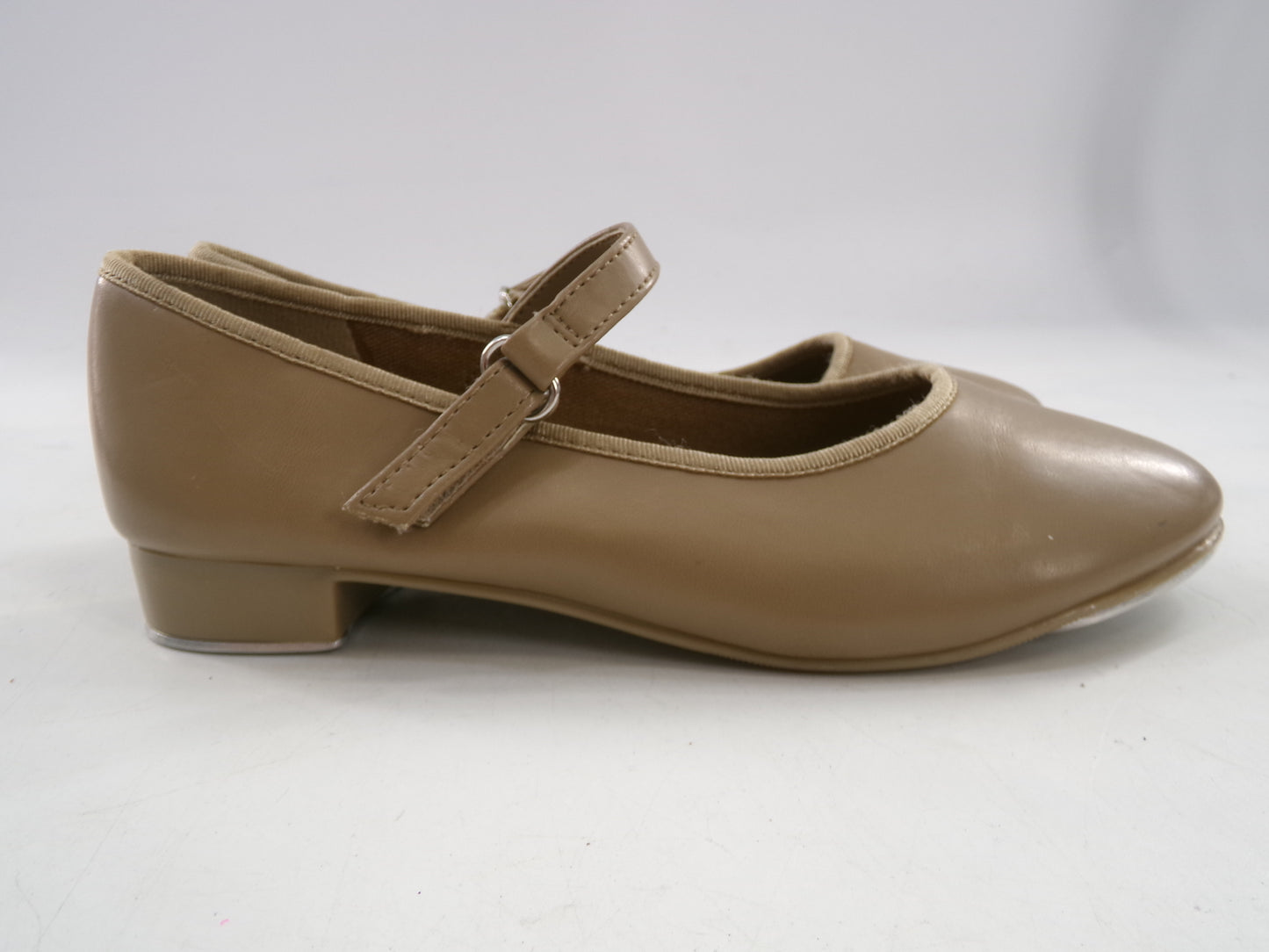 Pre-Owned Tan Tap Shoes ABT Youth 13 Mary Jane Patent Leather Loop Strap No Buckle Student