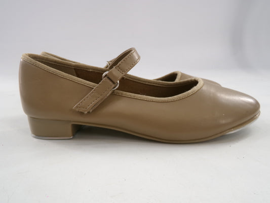 Pre-Owned Tan Tap Shoes ABT Youth 13 Mary Jane Patent Leather Loop Strap No Buckle Student
