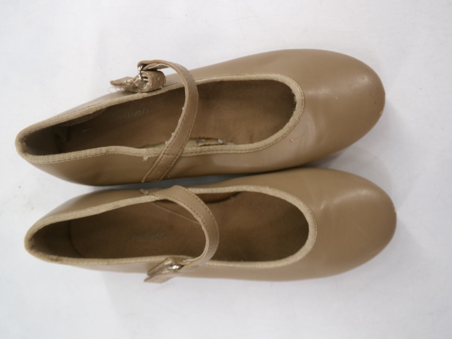 Pre-Owned Tan Tap Shoes ABT Youth 13 Mary Jane Patent Leather Loop Strap No Buckle Student